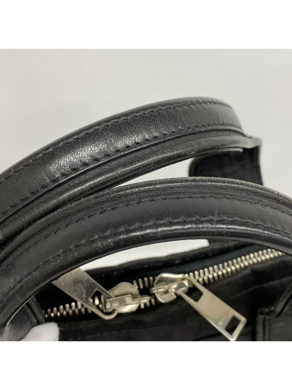 Hermes Business Bag Acapulco Odinatour Toile Chevron Black Silver 2-Way Back